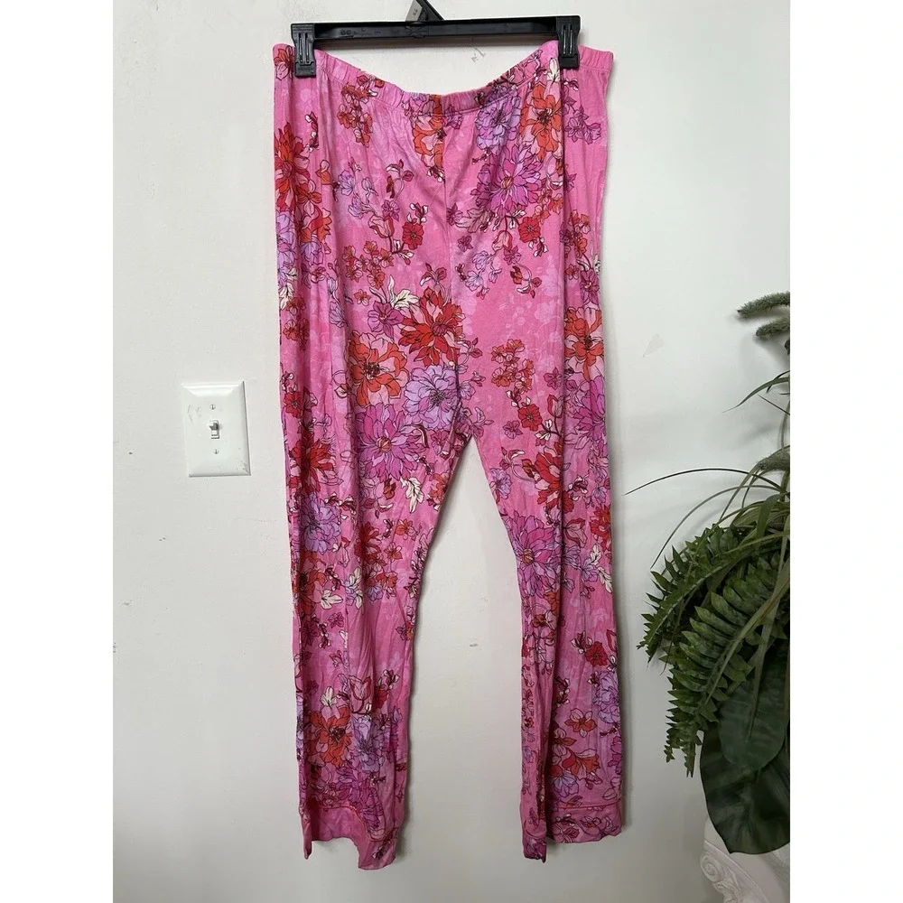 Johnny Was Carly PJ Pajama Set XXL Pink Floral Boho Cottagecore Sleepwear 2pc